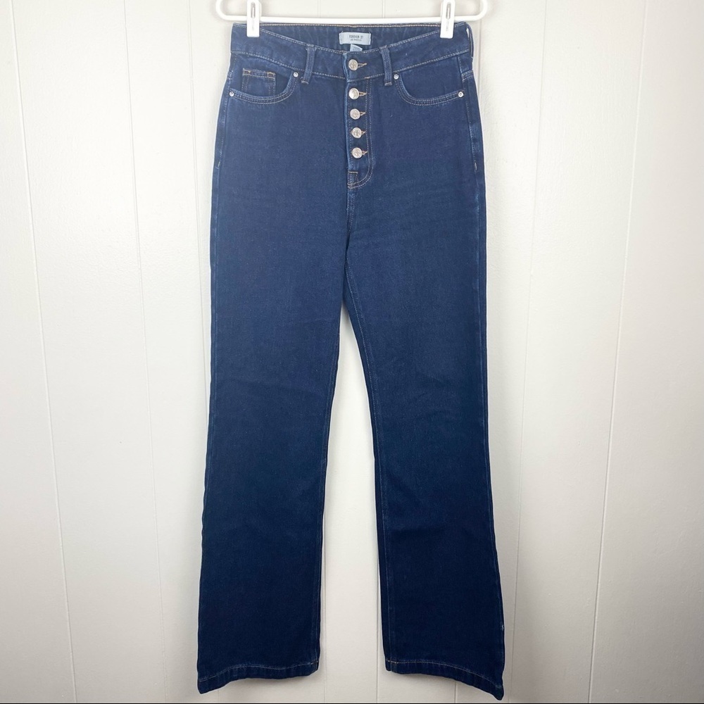 Forever 21 High Waist Button Fly Bell Bottom Jeans